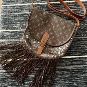 Keep it gypsy LV Upcycle Fringe medium Cowhide Leather Crossbody Bag